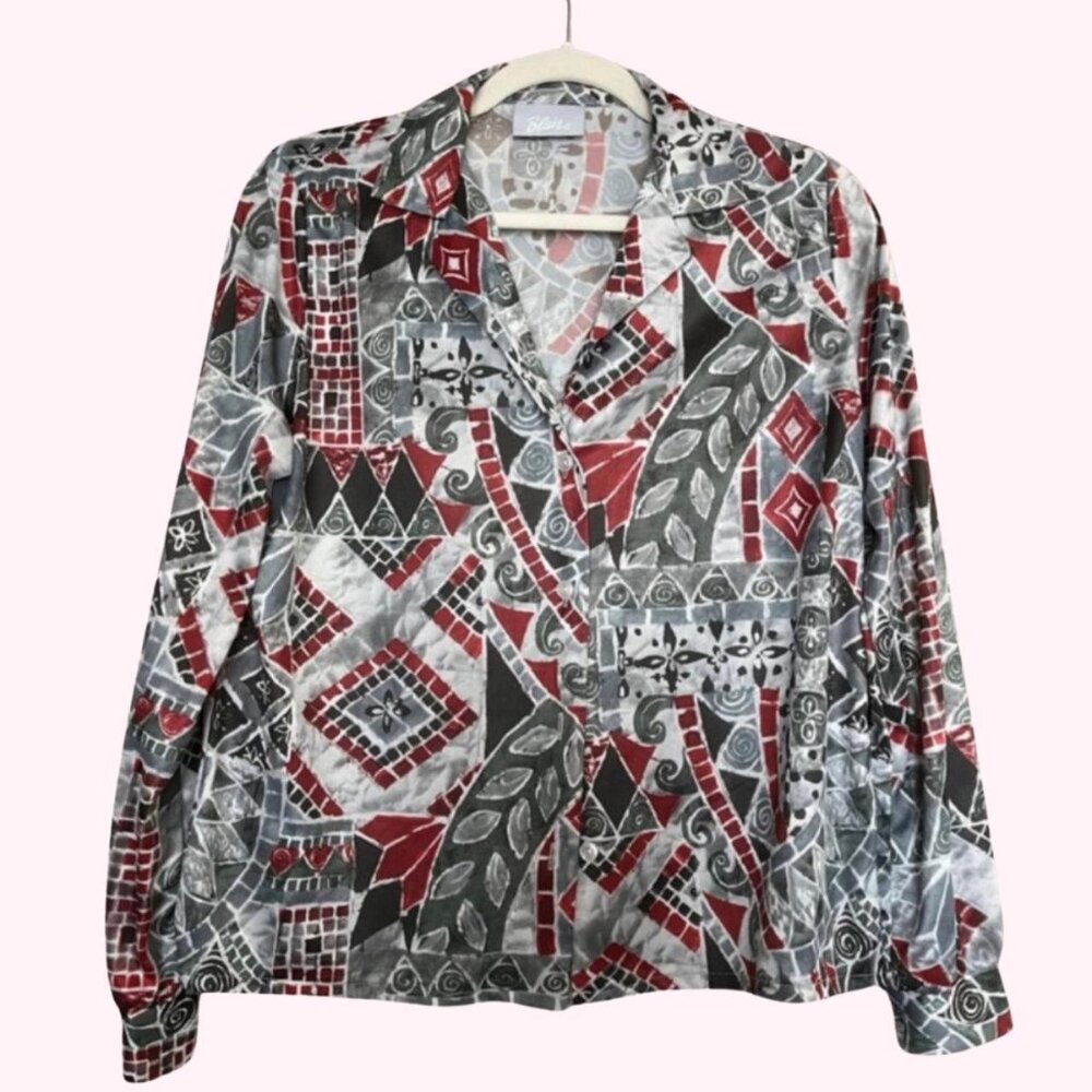 Funky Pattern Button Down Top 🌀